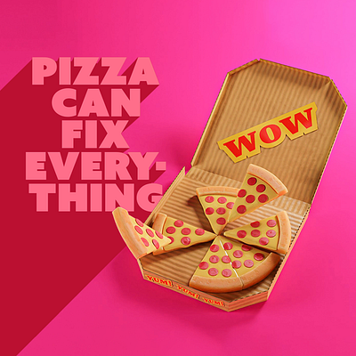 Pizza can fix everything 3d 3dmodeling 3drender animation branding delivery design fast food flat food icon illustration packaging pizza restaurant