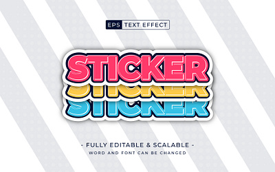 Colorful sticker 3d editable text effect vector