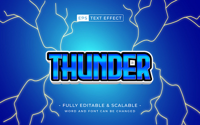 Thunder editable text style effect. lightning simple logotype