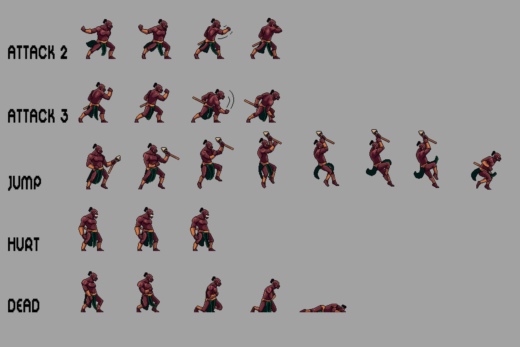 Orc Character Sprite Sheets Pixel Art By 2D Game Assets On Dribbble