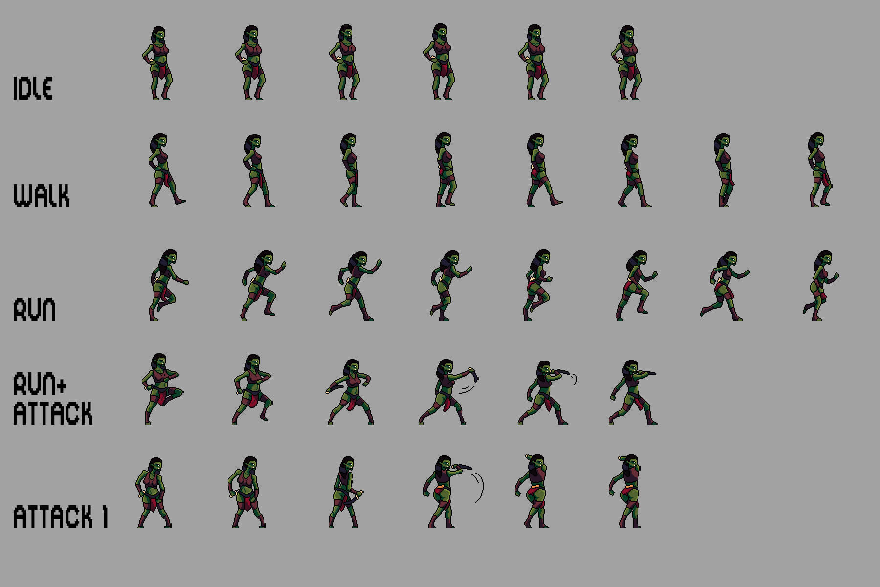 Orc Character Sprite Sheets Pixel Art By 2D Game Assets On Dribbble