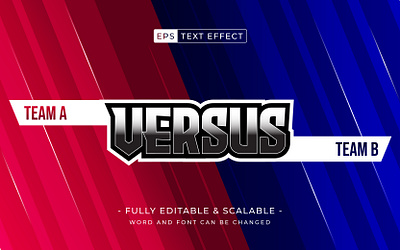 Versus 3d editable text effect with red and blue background frame