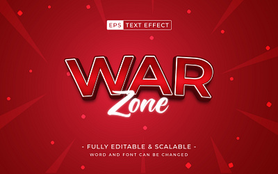 War zone editable text effect template, 3d cartoon art