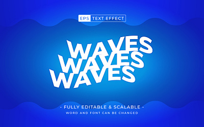 Wave 3D editable text effect with water background template bold