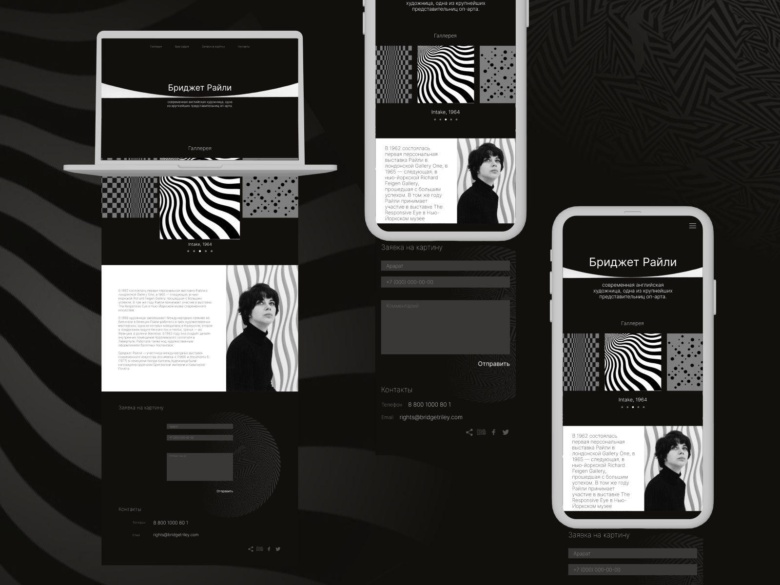 LANDING PAGE | Artist Bridget Riley figma ui ux web web desing