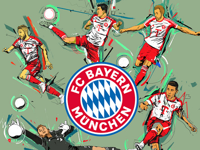 FC Bayern - Editorial Illustrations character fc bayern football illustrations german football illustrated illustrated football illustration illustrator people portrait portrait illustration procreate soccer sport illustrated