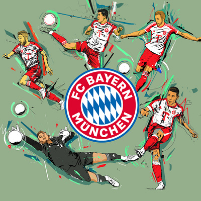 FC Bayern - Editorial Illustrations character fc bayern football illustrations german football illustrated illustrated football illustration illustrator people portrait portrait illustration procreate soccer sport illustrated