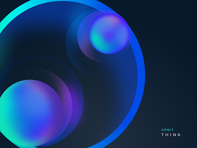Orbit - Think - AI Voice Assistant 3d ai app branding circle colour design gradient illustration logo mobile orbit space sphere ui ui design user interface ux vector