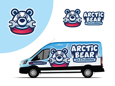 Arctic Bear | Logo and Wrap Design air plumbing animal arctic bear logo bear and wrench cartoon custom logo fleet design hvac logo illustration logo designer mascot bear plumber logo plumbing logo polar bear popular truck design truck wrap van graphic vehicle wrap wrap