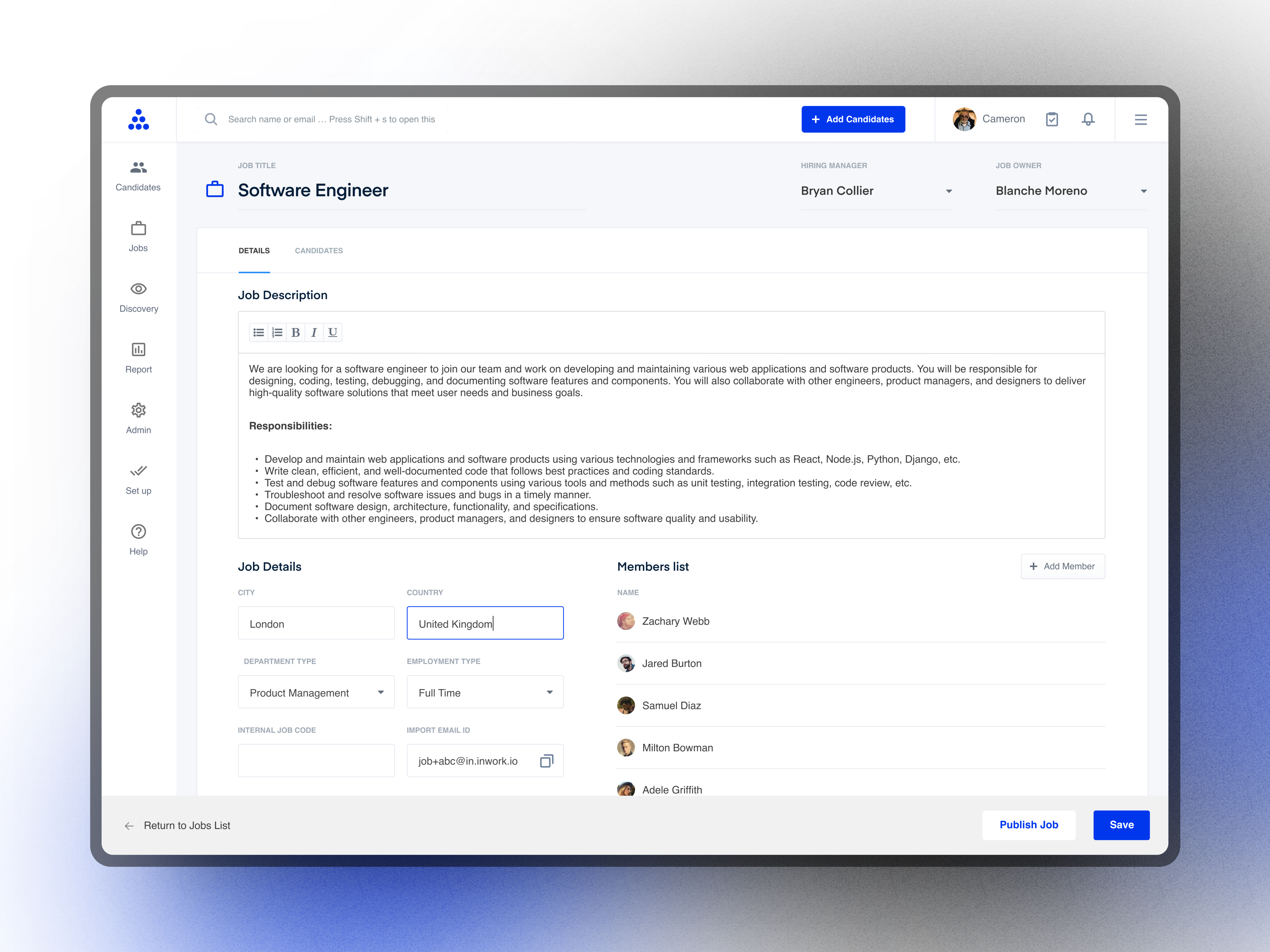 inWork - Modern recruiting solution for growing companies branding design system hiring hr interaction design product design recruitment ui design ui ux