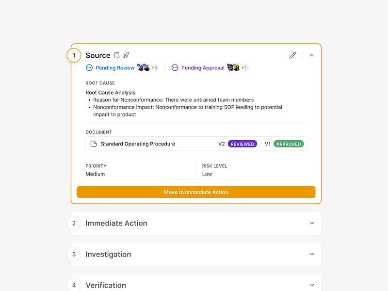 Issue Tracking Workflow card clean flow healthtech issue issues linear material ui medical medtech minimal orange process project step by step stepper tailwind workflow