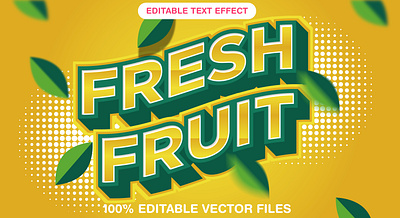 Fresh Fruit 3d text style effect 3d 3d text effect design editable text fresh fresh background fresh fruit text fresh text fruit fruit background fruit template fruits graphic design illustration leaf natural background nature vector vector text vector text mockup