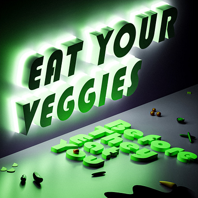 Eat Your Veggies 3d 3d modelling branding graphic design poster