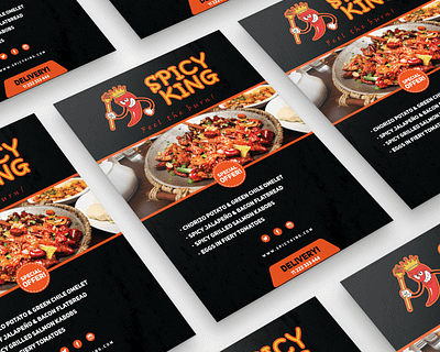 Spicy King (Restaurant flyer design) brand branding cartoon eat flyer flyer design flyers food food flyer foodie graphic design logo marketing pepper photoshop poster restaurant spicy