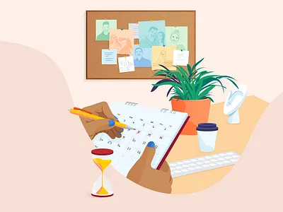 Calendar 2d calendar illustration office timeoff vacation work workspace