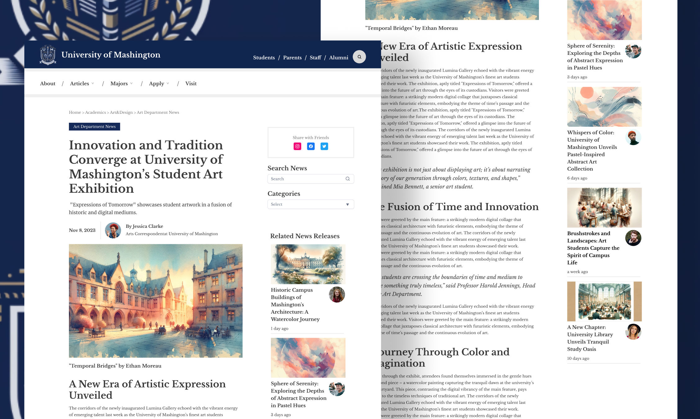 University of Mashington: a Blog Article Webpage article blog branding design graphic design illustration logo ui university vector website