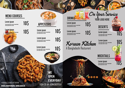Restaurant Food Menu Design brand identity branding food menu graphic design menu design restaurant