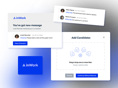 inWork | Design Elements animation branding cards design system email hiring tool icons product design ui ui ux