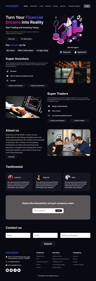 Investing and Trading webpage design design figma learningeveryday supportme ui uiux ux