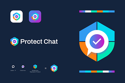 Protect Chat Logo & Brand Identity Guidelines branding chat concept creative logo idea design graphic design illustration it logo logo logo conept logo design logo idea minimal minimalist minimalist design minimalist typography modern logo protect chat tech logo trending logo