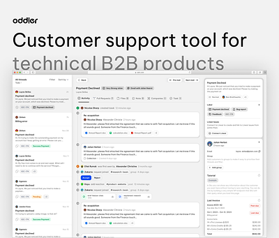 Oddler - Customer support tool for technical B2B product b2bproduct dev tool ui hiring agency hiring designer hiring senior designer hiring uiux pandox pandox agency pandox.ui ui uib2b product uidesign uiplatform uiux uiux agency uiux platform uiux webdesign