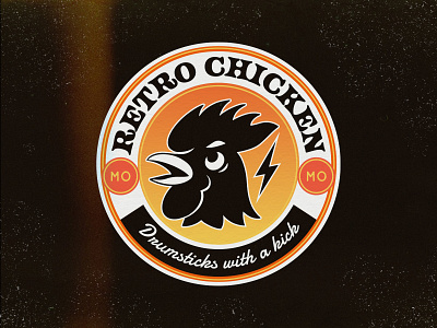 Retro Chicken - Badge badge branding design graphic design illustration logo typography vector