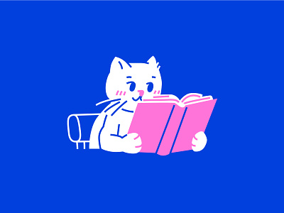 A reading cat book cat doodle illustration placeholder read reading sticker stickers