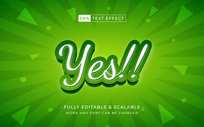 Yes 3d editable text effect - accept green template design calligraphy