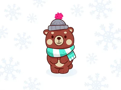 Winter is Coming! animal bear branding cartoon character children christmas cute digital flat funny illustration kawaii kids logo mascot snow snowflakes vector winter