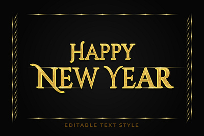 Happy new year 3d text effect in luxury style alphabet