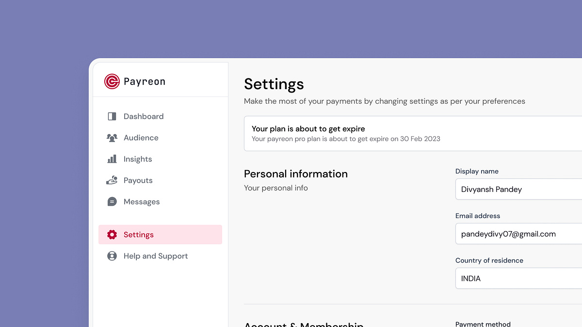 Account Settings Page - UI by Divyansh Pandey on Dribbble