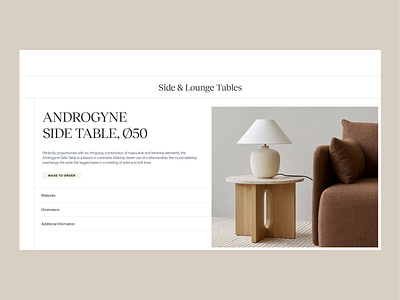 Androgyne Side Table branding design ecommerce portfolio typography ui ux web