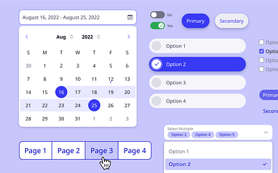 Blue UI Pattern Library blue buttons date picker design system dropdown gui library menu pattern toggle ui ux