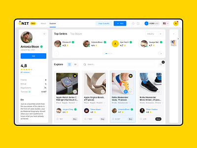 Onit – UI/UX branding cards marketplace profile ui ux