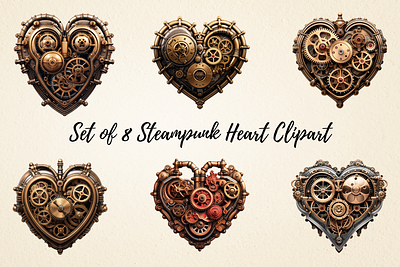 Steampunk Heart Clipart digital paper crafts