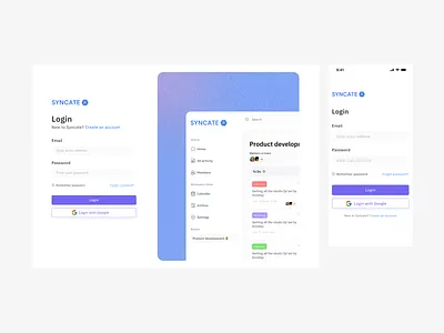 Task management login app design autentication pages design login page mobile design project management responsive design sign in page task management ui design web design