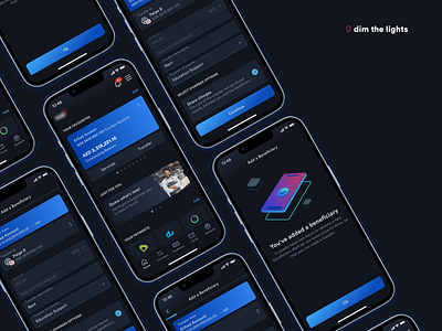 Banking goes dark app banking dark mode dark ui ebanking gradient illustration isometric mobile banking product design ui ux