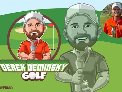 Derek Deminsky Golf cartoon cartoon character cartoon logo cartoon mascot design golf golfer illustration logo logo creation logo maker mascot mascot logo