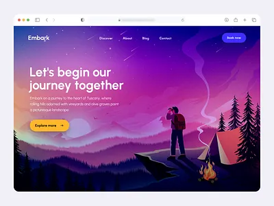 Adventure Hero Header adventure branding camping clean design flat graphic design hero hero header hiking illustration logo map travel website ui uiux ux web web design website design