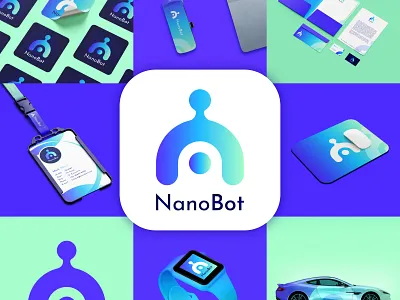 NanoBot is a AI Technology company logo branding ai logo bot logo brand identity design logo logo branding logo designer nano boto logo nanobot logo nanobot logo branding tech branding tech logo tech logo branding technology branding technology logo