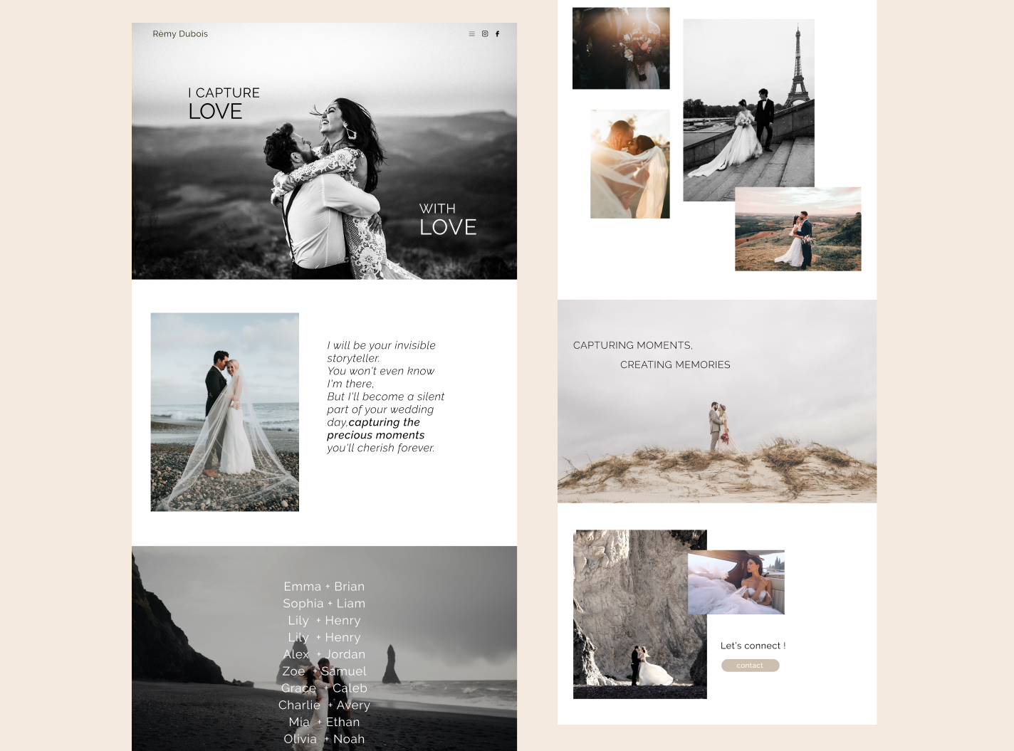 Example of Webdesign for wedding photographer