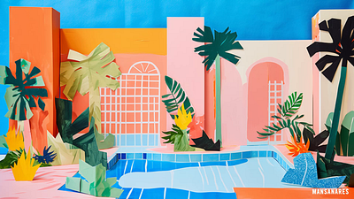 "La Quinta" (Swimming Pool No. 3) animation collage graphic design motion motion graphics