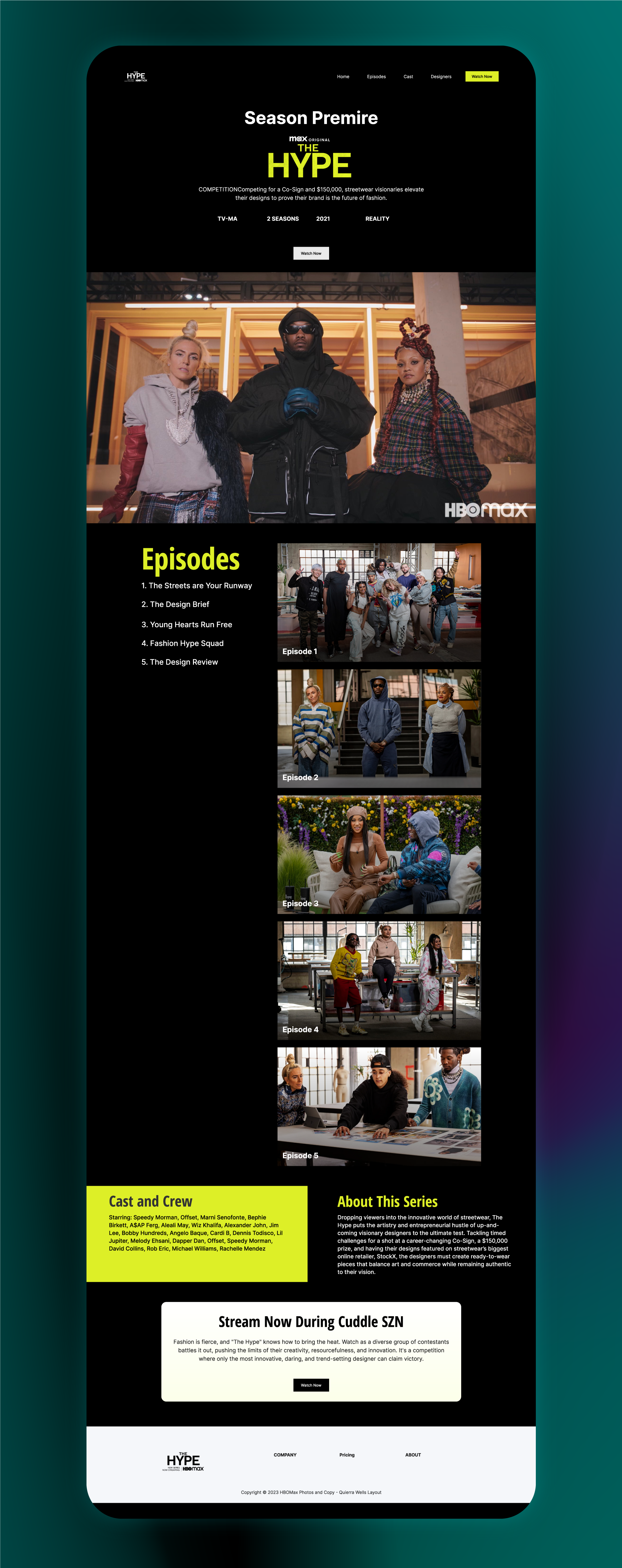 UX Prototyping Mastery: Figma Wireframes & Webflow for HBO cardi b competition fashion figma hbo landing page movies offset trending tv tv show ui ux watch now website