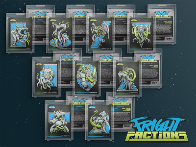 Fright Factions Feral Crush bestiary card game character collectibles illustration monster mythology sci fi science fiction trading cards