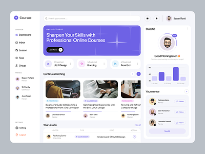 Coursue Learning Platform Dashboard app clean course dashboard design fireart learn online ui ux