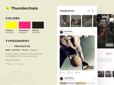 ThunderChats branding fitness app fitness mobile app fitness ui gym app gym buddy gym membership gym social gym ui design healthy landing page media app mobile app networking app social app social media social media app social network ui design web design