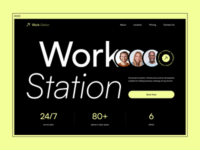 Work Station | Landing Page branding brutalism coworking landing landing page minimalism mobile ui website yellow