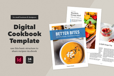 E-Cookbook Template for Food Bloggers adobe book chef cook cook book cookbook cooking digital book ebook editorial food food blogger graphic design indesign magazine minimalist recipes simple template