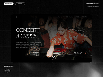 Home Screen for to sell concert tickets concert design tickets ui ux web web design