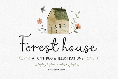 Forest house | Font duo Free Download children font children illustration forest animals forest font hand lettered font handlettered handwriting font handwritten font script font vintage flowers vintage font